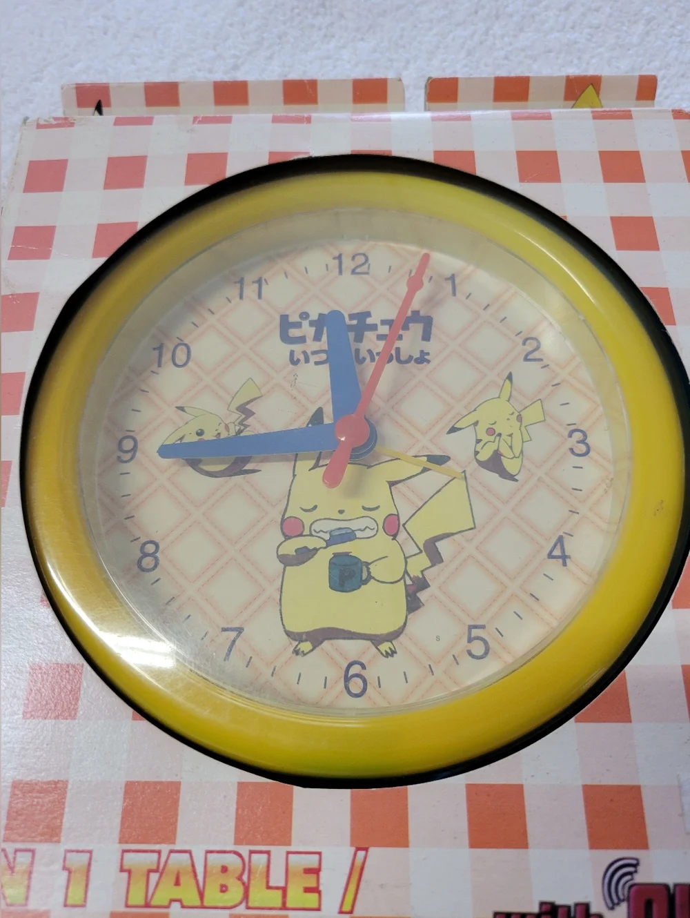 Vintage Pokemon Pikachu Wall Table Clock with Alarm Japanese Tested NEW Sealed